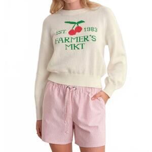 NEW 525 AMERICA clover market graphic cotton sweater in chalk